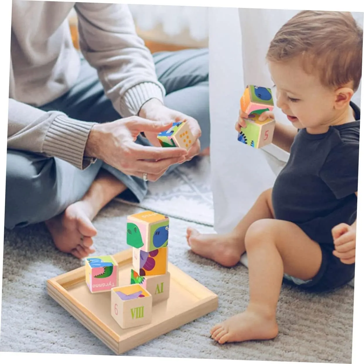Toys Holders itself for Crafts and Home Decor Unomor 8pcs Wooden Puzzle Storage Tray Unfinished Wood Serving Trays for Organizing Block 