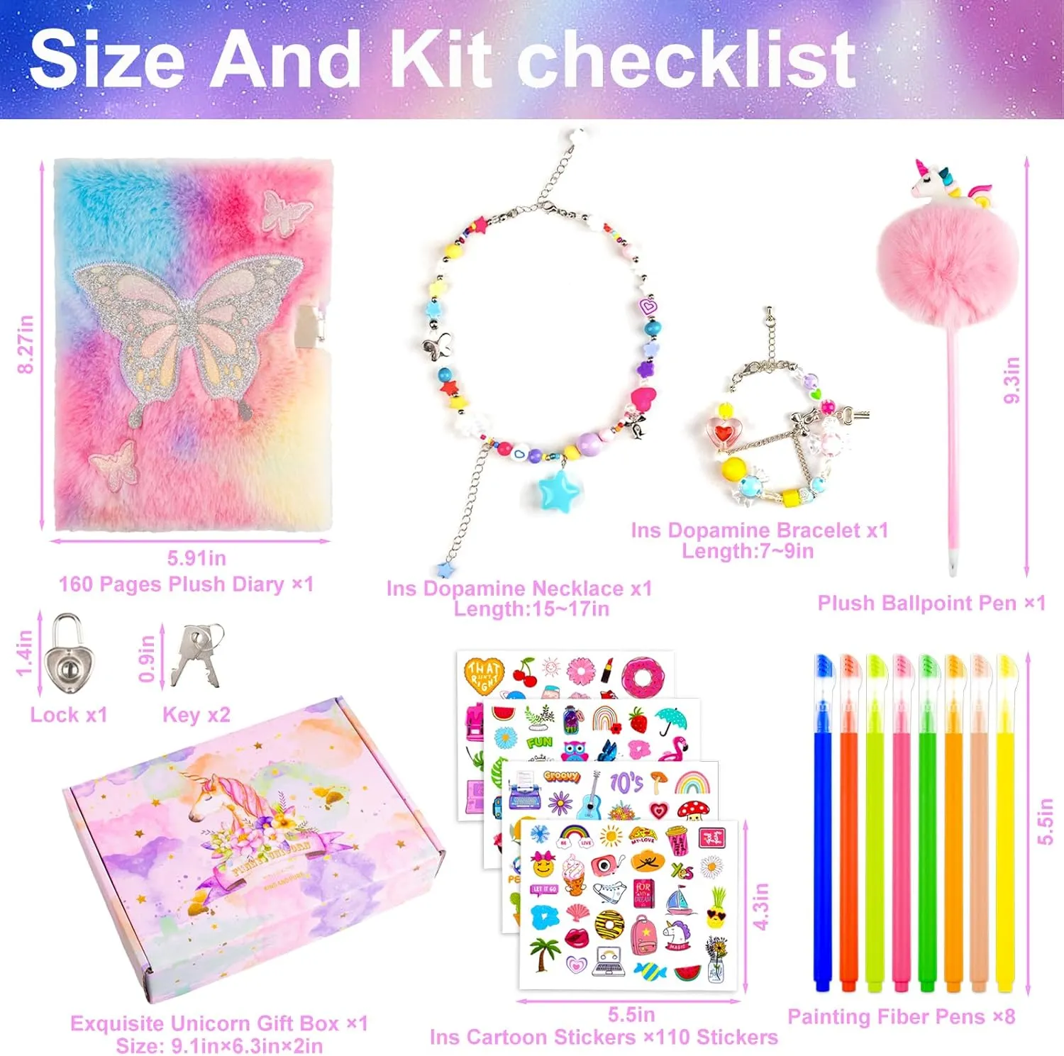 Travel Notebook Gift Set for Writing and Drawing,Multicolored Pen, Stickers, Birthday Gift for Girls Ages 6-8 (Pink-Butterfly) Diary for Girls with Lock and Keys, Kids Journal tolerable impose School 