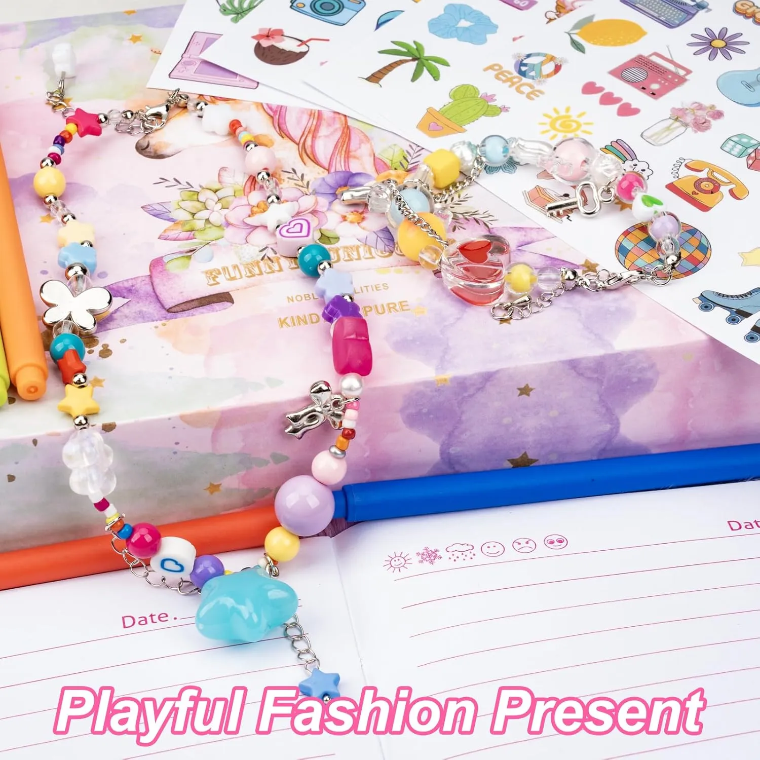 Travel Notebook Gift Set for Writing and Drawing,Multicolored Pen, Stickers, Birthday Gift for Girls Ages 6-8 (Pink-Butterfly) Diary for Girls with Lock and Keys, Kids Journal tolerable impose School 