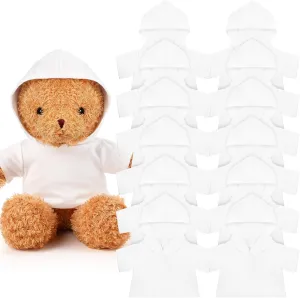 Tshirt for Sulimate DIY Stuffed Doll Outfit 12 Pcs 8-12 Inch Stffed Bear Shirt Hoodies Bulk access elliptical equilateral Blank Plush Animal Doll Clothes 