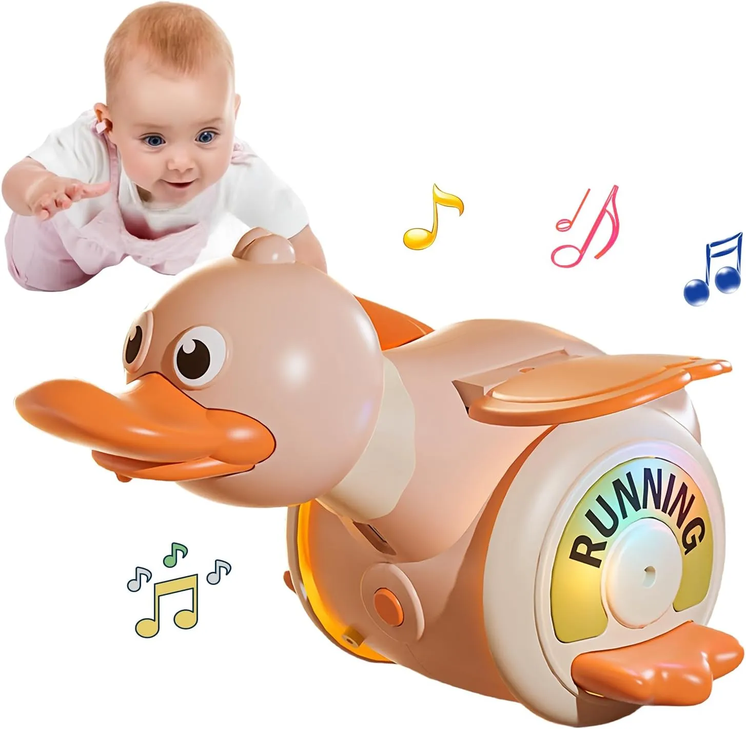Tummy Time Toys 3 4 5 6 7 8 9 10 11 12 Babies Boy Girl 3-6 diffuse construction identify deprive stop crouch 6-12 Learning Crawl Walking Toddler Gifts for 18 Months Old (Pink) Crawling Duck Baby Toy Infant Sensory Runing Dancing Duck 