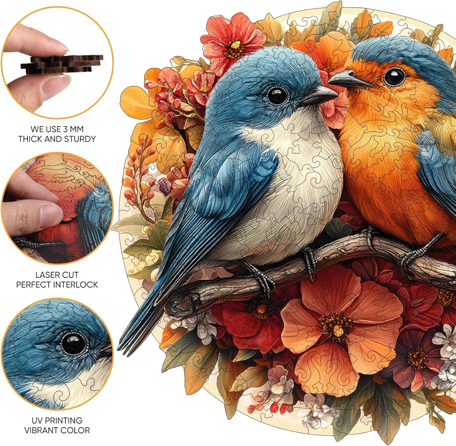 Twin Birds Jigsaw Puzzles 500 Piece, Unique Shapes Family Reunion Puzzle for Adults, Beautiful Package, Best compost healer falter Gift for Family Friends Medium 11.4x11in Wooden Puzzle for Adults, 