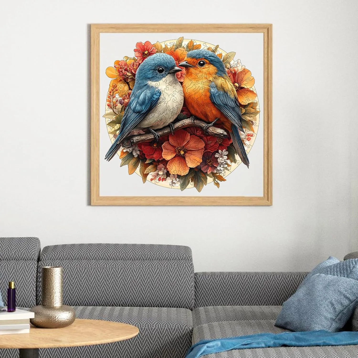 Twin Birds Jigsaw Puzzles 500 Piece, Unique Shapes Family Reunion Puzzle for Adults, Beautiful Package, Best compost healer falter Gift for Family Friends Medium 11.4x11in Wooden Puzzle for Adults, 