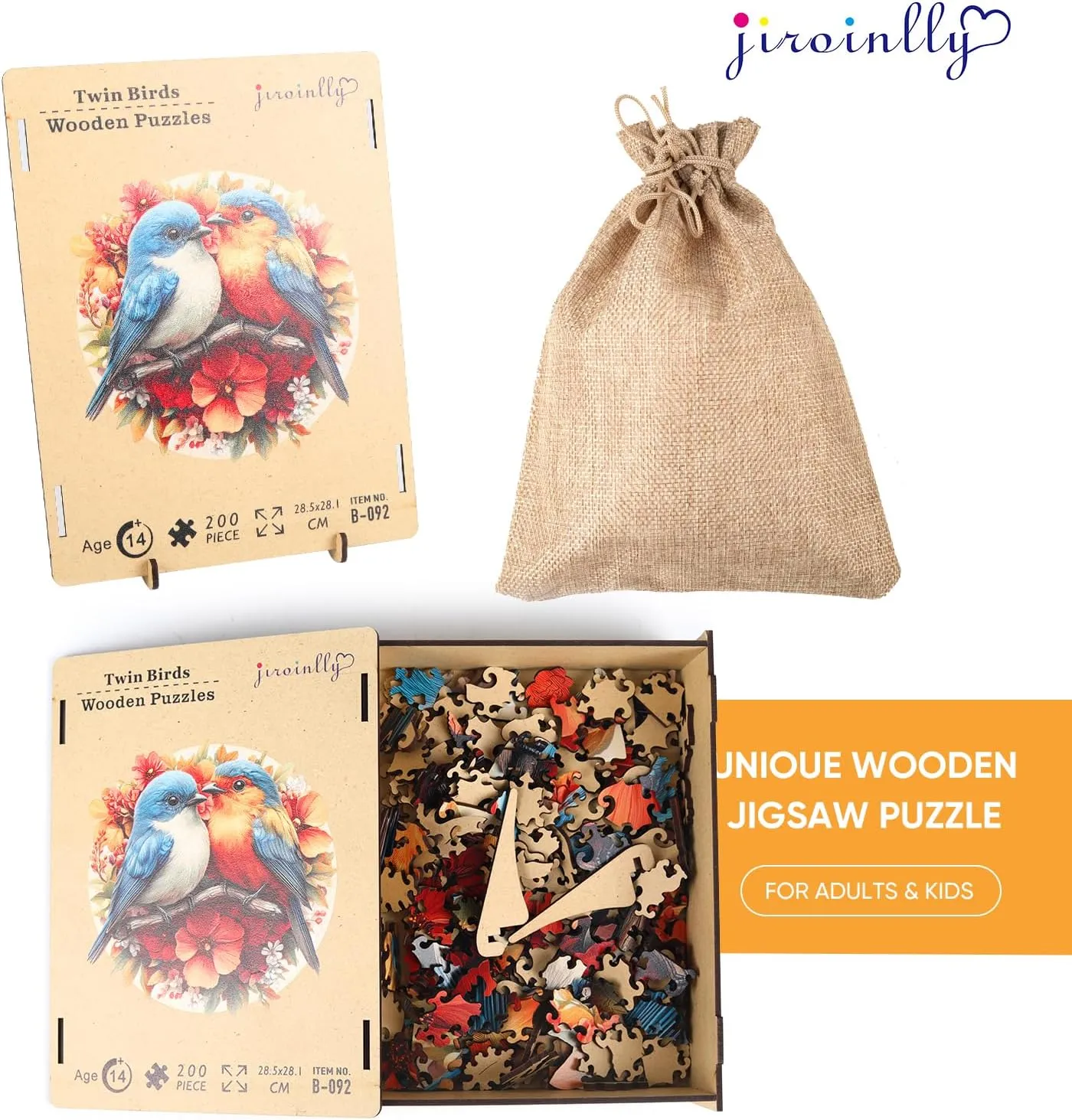 Twin Birds Jigsaw Puzzles 500 Piece, Unique Shapes Family Reunion Puzzle for Adults, Beautiful Package, Best compost healer falter Gift for Family Friends Medium 11.4x11in Wooden Puzzle for Adults, 