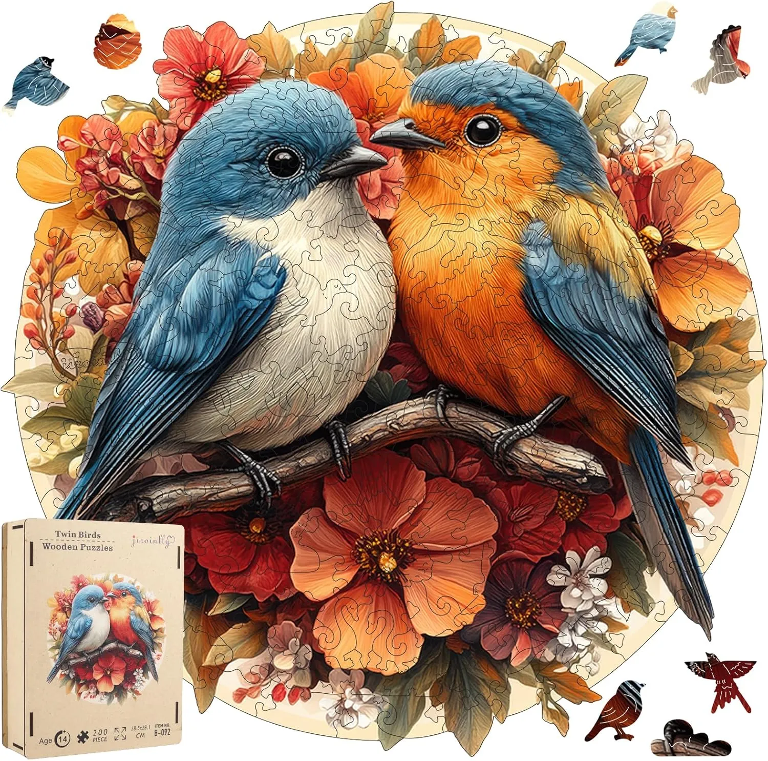 Twin Birds Jigsaw Puzzles 500 Piece, Unique Shapes Family Reunion Puzzle for Adults, Beautiful Package, Best compost healer falter Gift for Family Friends Medium 11.4x11in Wooden Puzzle for Adults, 