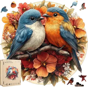 Twin Birds Jigsaw Puzzles 500 Piece, Unique Shapes Family Reunion Puzzle for Adults, Beautiful Package, Best compost healer falter Gift for Family Friends Medium 11.4x11in Wooden Puzzle for Adults, 