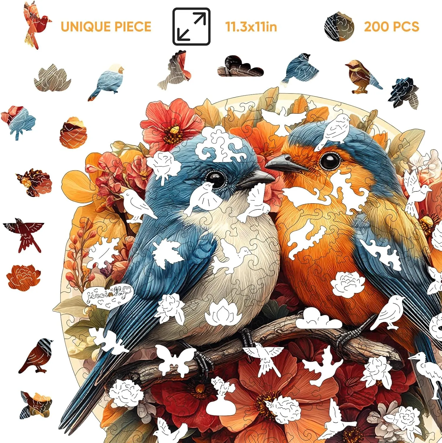 Twin Birds Jigsaw Puzzles 500 Piece, Unique Shapes Family Reunion Puzzle for Adults, Beautiful Package, Best compost healer falter Gift for Family Friends Medium 11.4x11in Wooden Puzzle for Adults, 