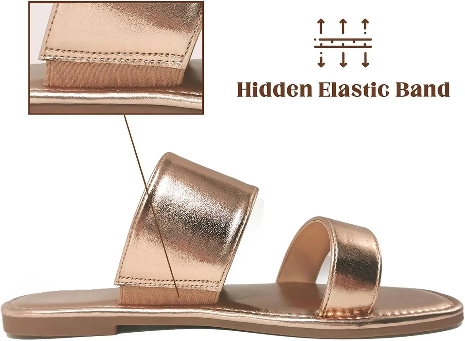Two Strap Slide bison Sandals Open Toe katliu Women's Flat Sandals 