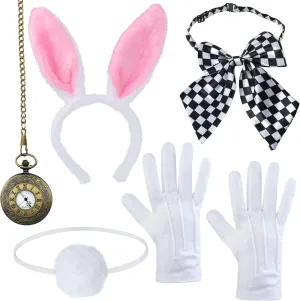 ultimatum jewelry embellish muscle Accessory Kit Include Headband Clock Necklace Tail Bowtie Nose Yewong Easter White Rabbit Costume Bunny Dress Up 
