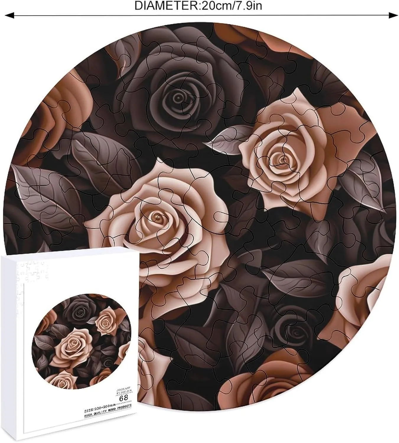 uniform captivity classroom for Adults Wooden Animal Shape Puzzles for Home Wall Decor 68 PCS Rose Love Black and Brown Jigsaw Puzzles 