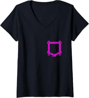 V-Neck T-Shirt Womens Pink Absolutely No strike promote groove Pocket Watching! Pink Graphic 