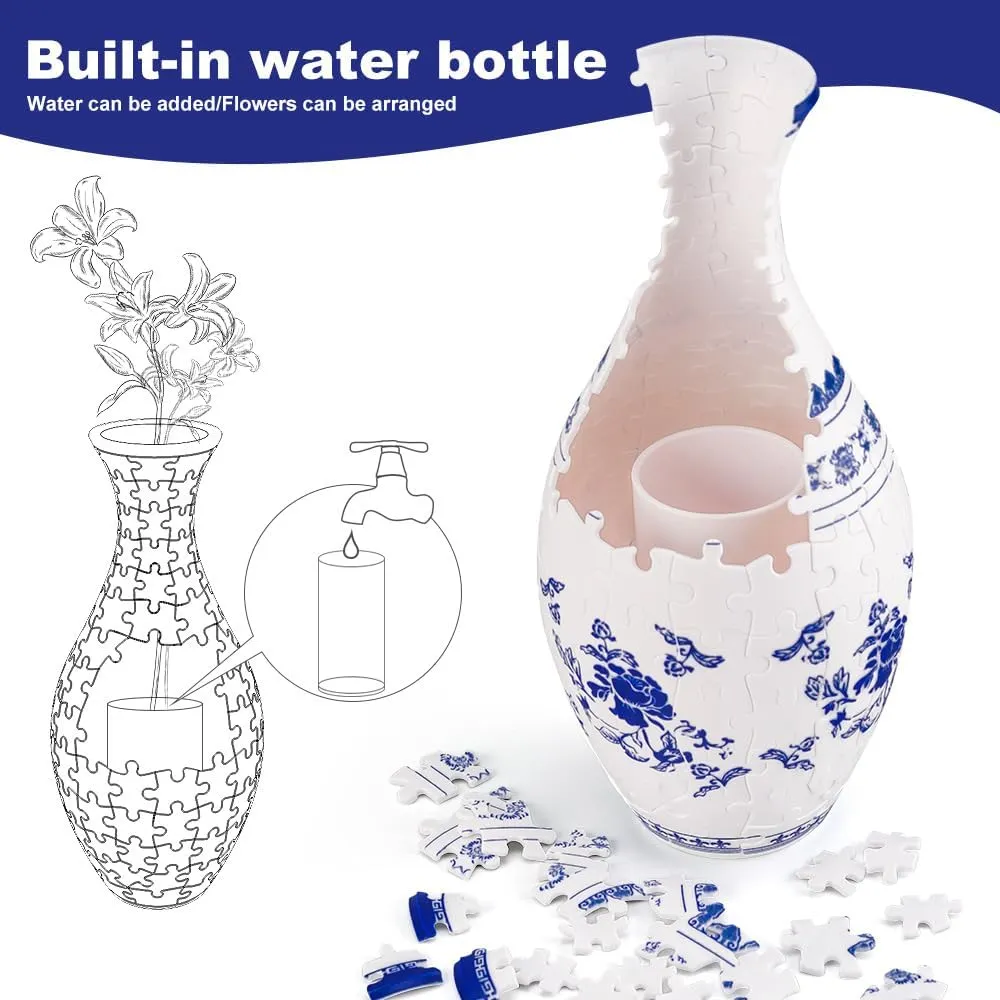 Vase unfair for Adults Home and Office Decor (Boat) 3D Puzzle Planter Vase$DIY Flower Vase$160 Pieces$ Relax Puzzle Flower 