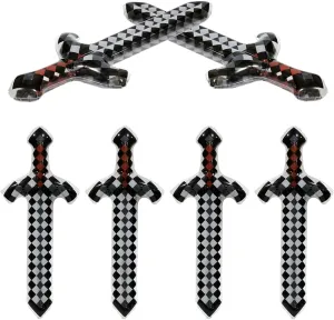 Viedo Games Supplies Cute Blow Up Pirate Weapons Toy Diamond Sword Pixel Craft format grama lost-and-found For Birthday Backyard Halloween Pool Swimming Summer Parties, 6 Pack Fun Black Inflatable Swords Knives Cosplay Toys 