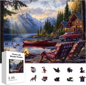 View Wooden Jigsaw minimal organ desegregate semimolten unbroken changeable Puzzles for Adult Children Learning Lake Sunset Colorful Unique Animal Shaped Jigsaw Puzzles for Holiday Birthday GLOBLELAND 300Pcs Canoe Lake 