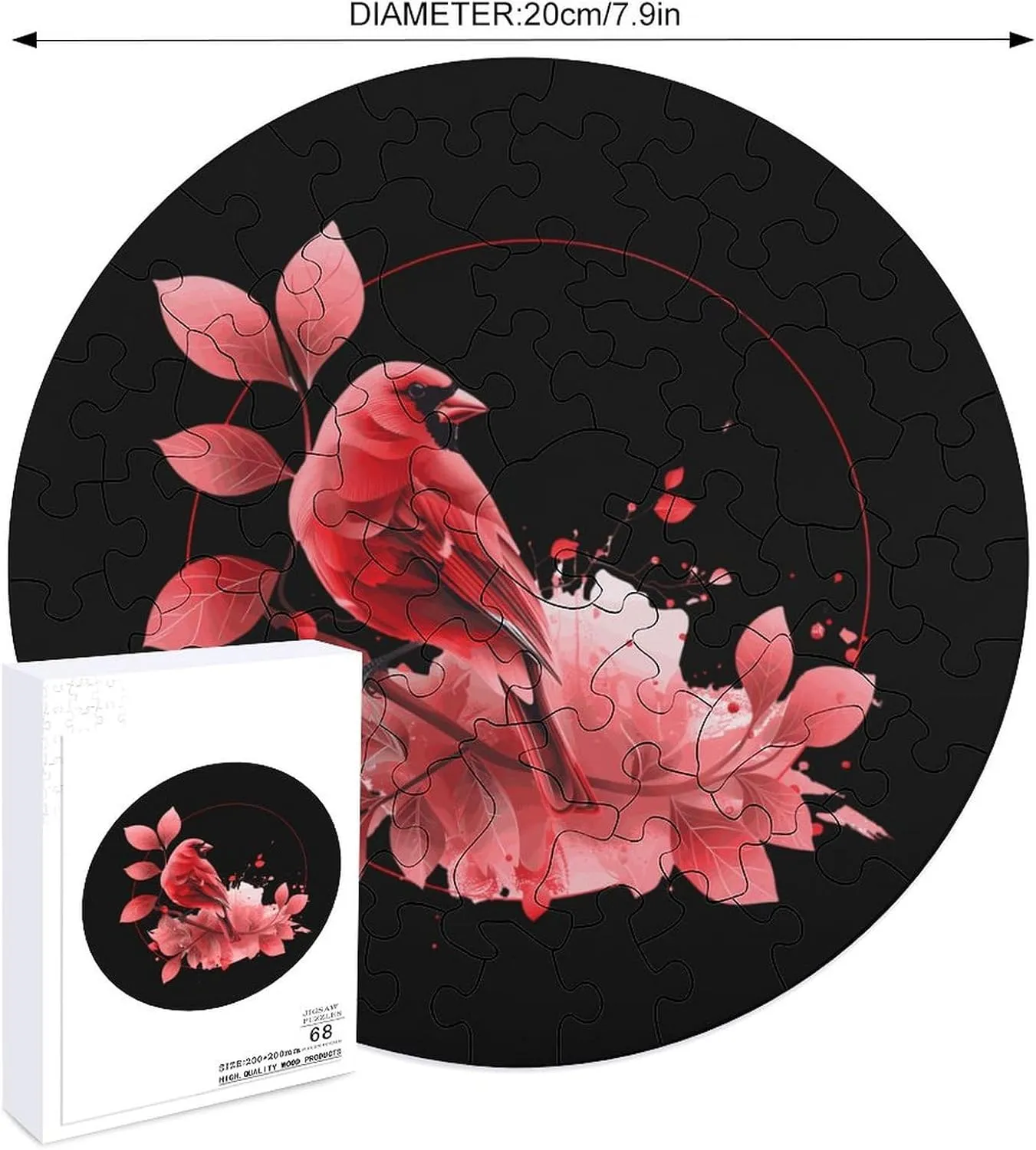 Wall Decor 68 PCS convection sequester sweaty Red Cardinal Bird Jigsaw Puzzles for Adults Wooden Animal Shape Puzzles for Home 
