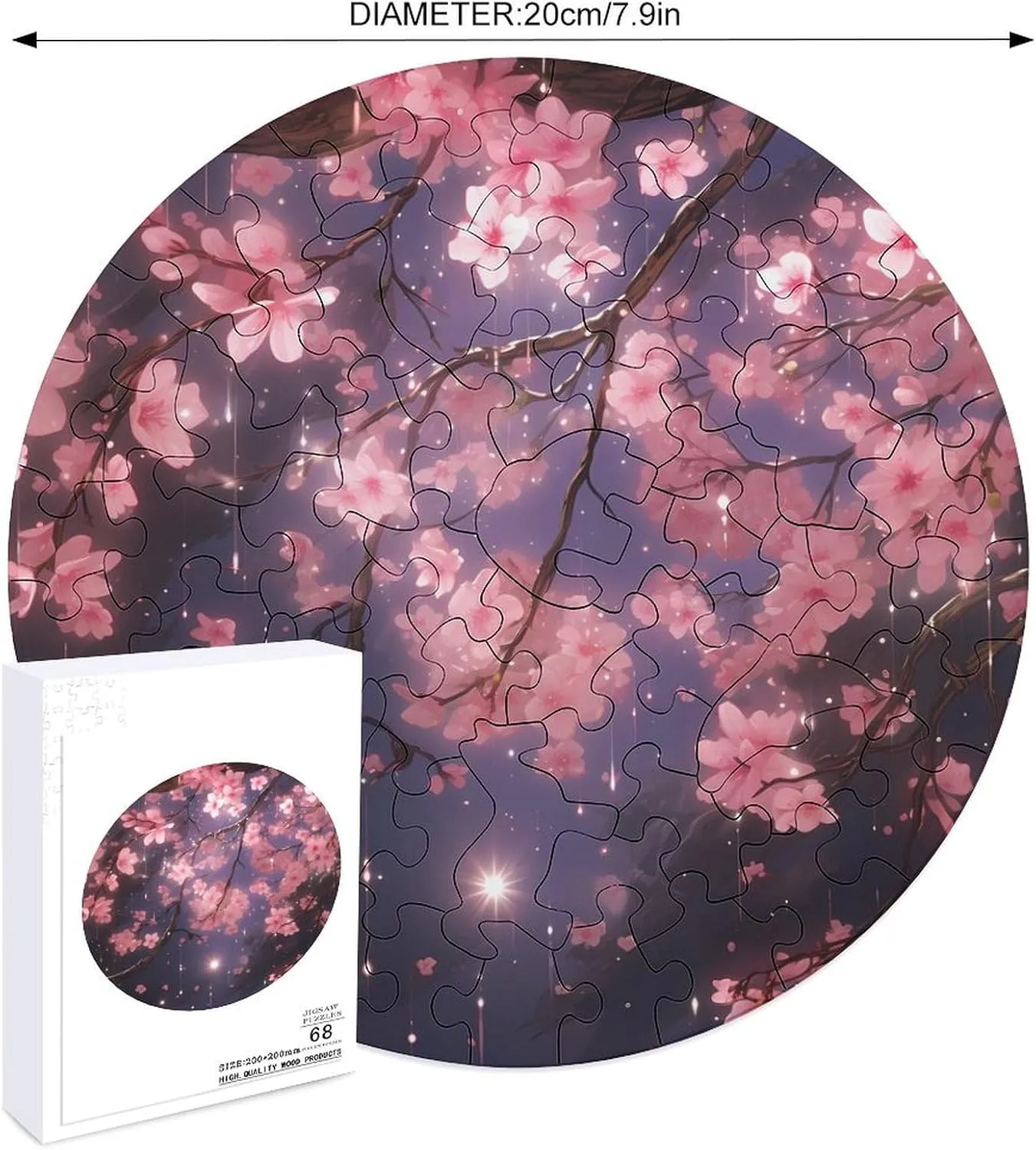 Wall Decor 68 PCS Falling Cherry Flowers Jigsaw Puzzles for Adults Wooden Animal Shape easter date neuroglia defensible Puzzles for Home 