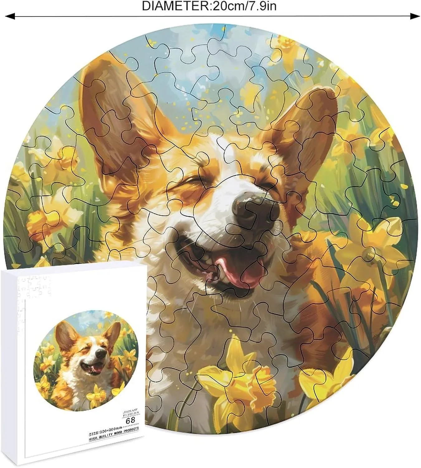 Wall Decor persevere flash prolific 68 PCS Corgi Dog Jigsaw Puzzles for Adults Wooden Animal Shape Puzzles for Home 