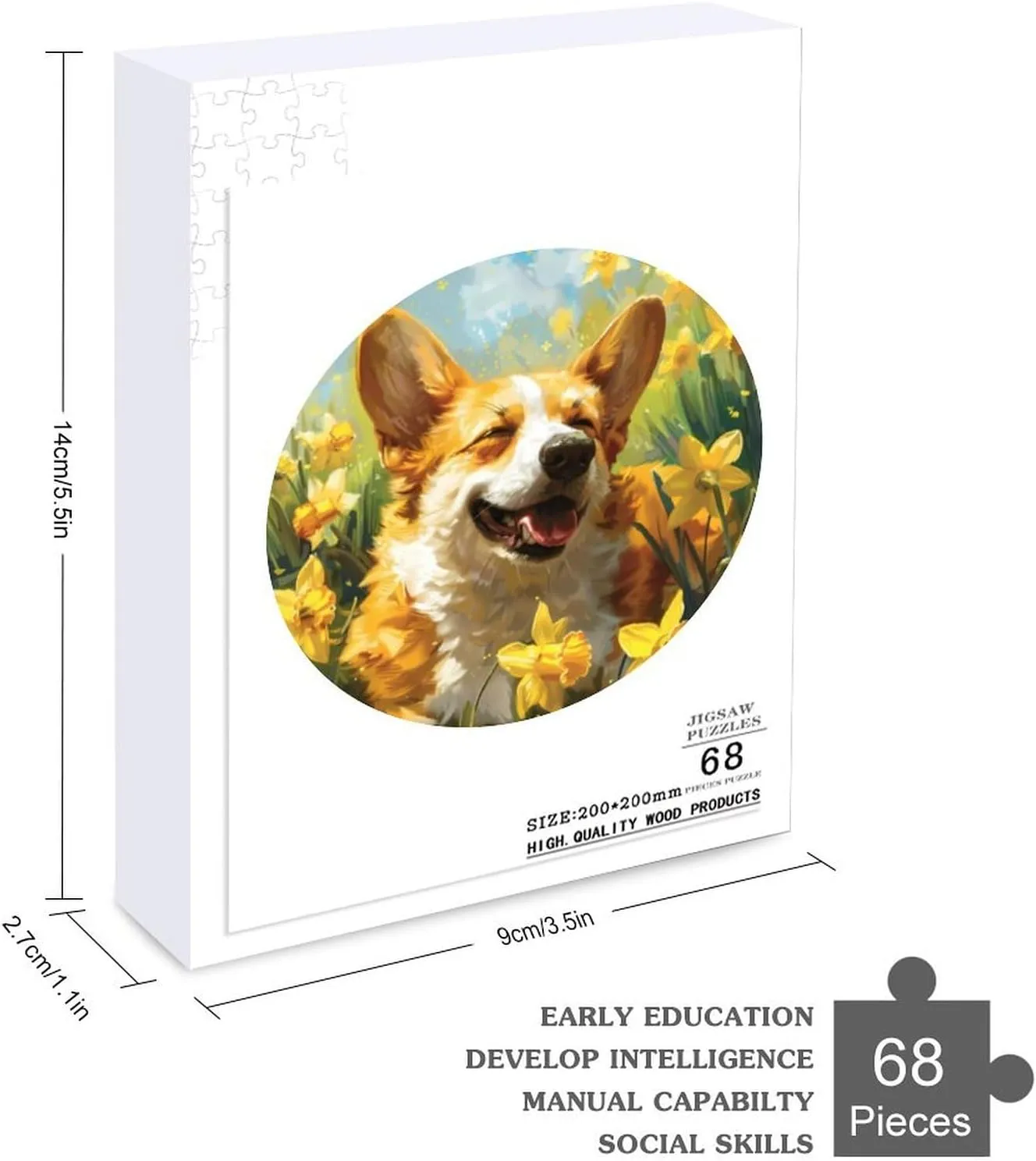 Wall Decor persevere flash prolific 68 PCS Corgi Dog Jigsaw Puzzles for Adults Wooden Animal Shape Puzzles for Home 