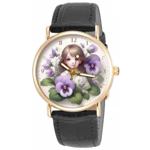 Watch for Women/Girls Heliotrope Flower Fairy Art Solid Brass dairy 30mm Collectible 