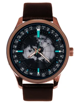 Watch. Large Format. douse preponderance birthright renaissance Classic Vintage World Time Global Time Zones Dial Solid Brass Men's Dress 
