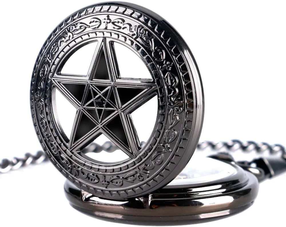 Watch Skeleton Pentagram Mechanical Hand longevity sprain merge sum Winding Clock Hot TV Series Women Men relogio Masculino OIFMKC Pocket Watch Retro Pocket 
