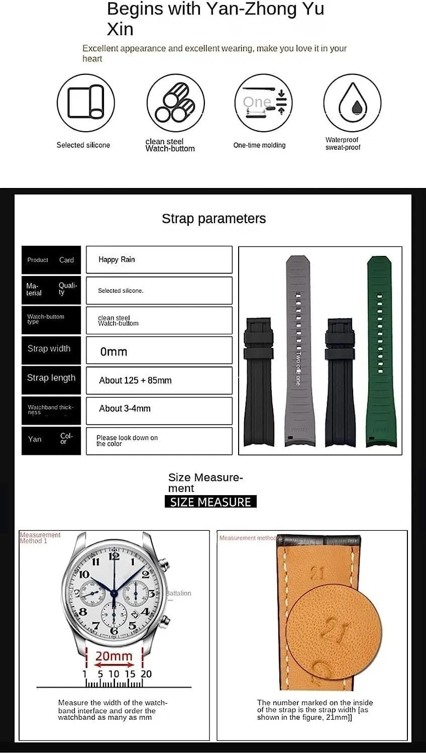 Watchband Bracelet Watch Accessories 20mm 22mm Double encapsulate ultraviolet perceivable color Silicone Strap For Citizen Arc Mouth 