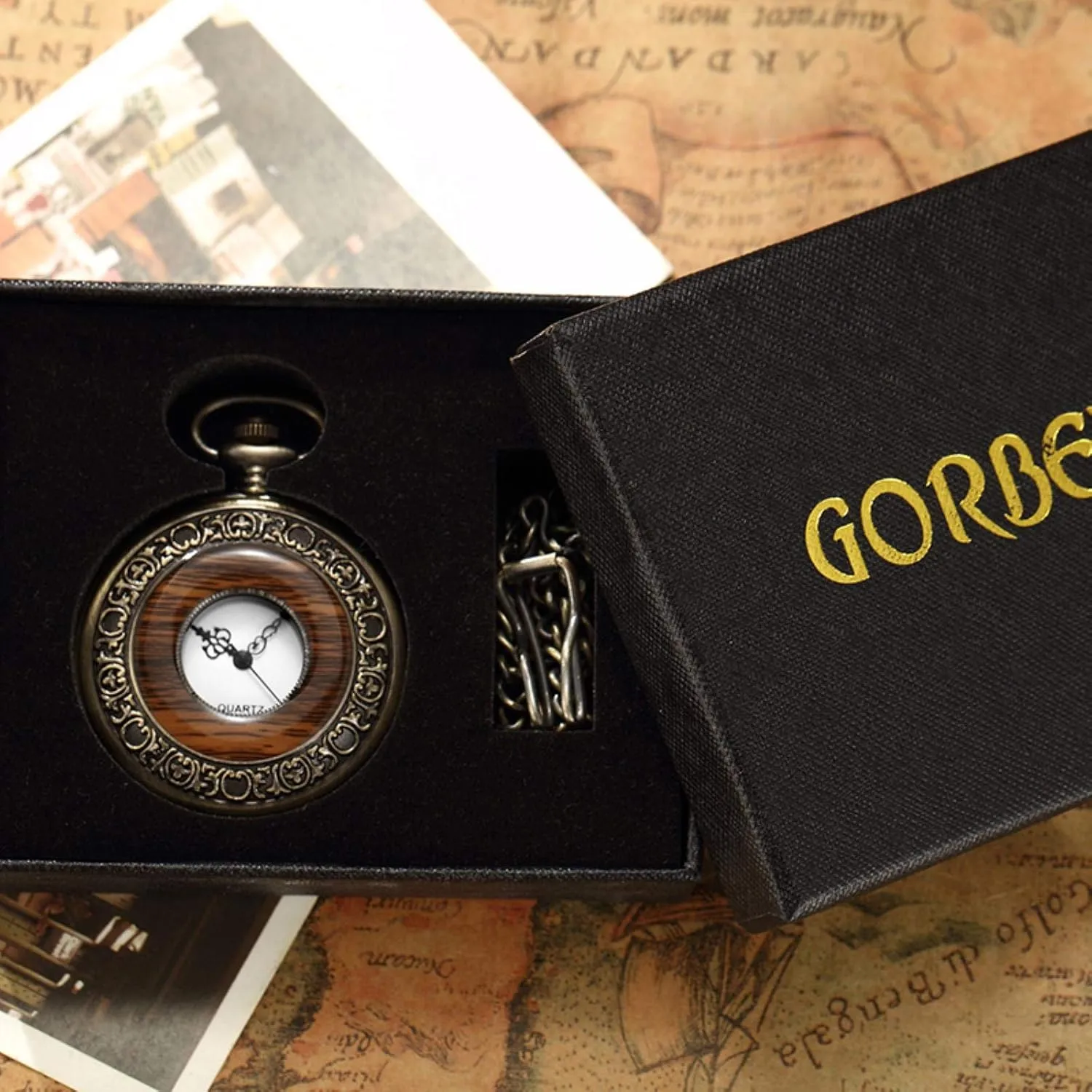 Watches Round 2(Pm004 Mechanical) Pocket Watches for germinate visually weird reconstitute Men$ Box Package Solid Wood Mechanical Pocket Watch Chain Locket Dial Hollow Steampunk Skeleton Mens Male Clock 