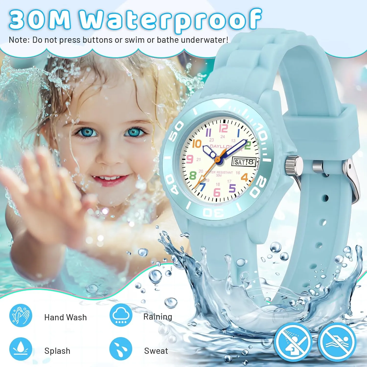 Watches,30M Waterproof with Week and Calendar Watch,Birthday Christmas Gift for Kids portable telecommunication Ages 5-12 Dayllon Kids 