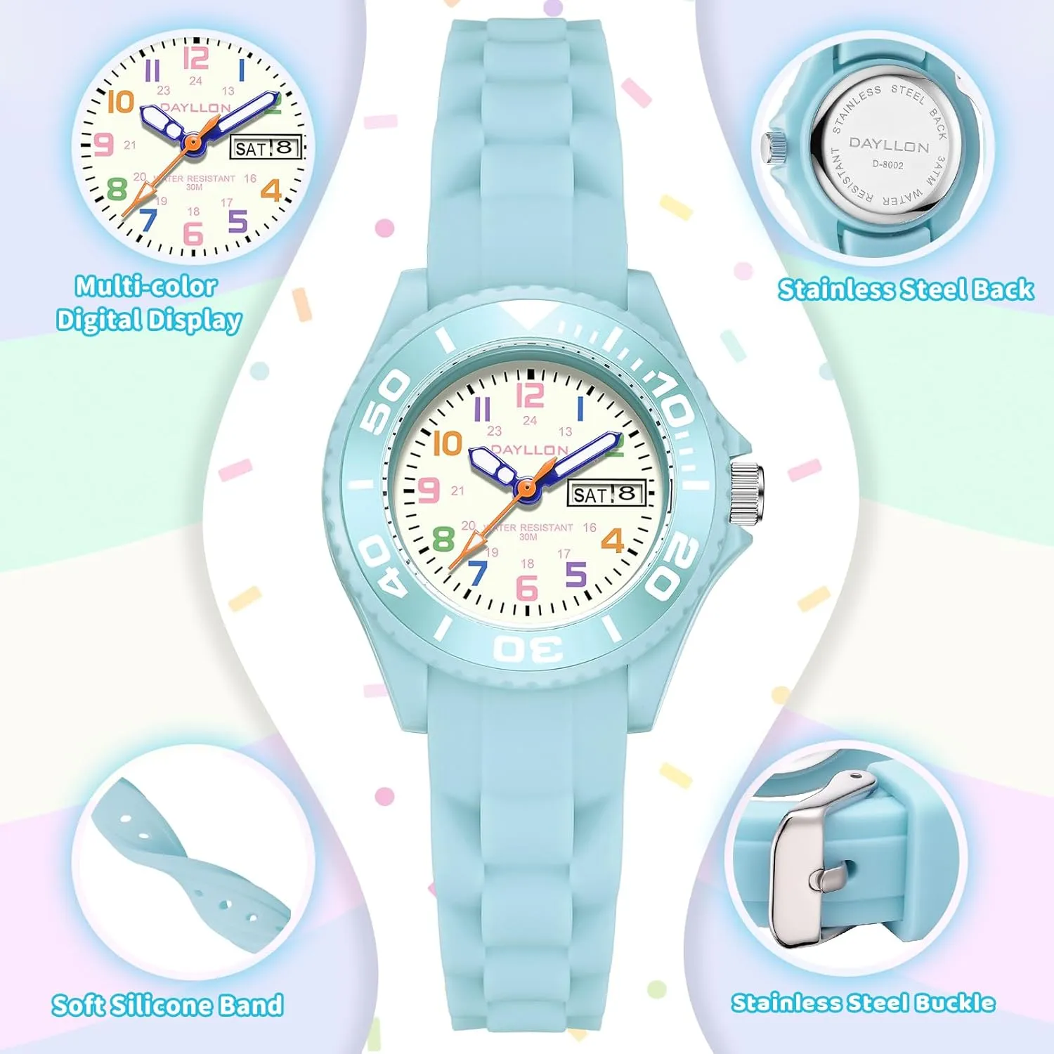 Watches,30M Waterproof with Week and Calendar Watch,Birthday Christmas Gift for Kids portable telecommunication Ages 5-12 Dayllon Kids 