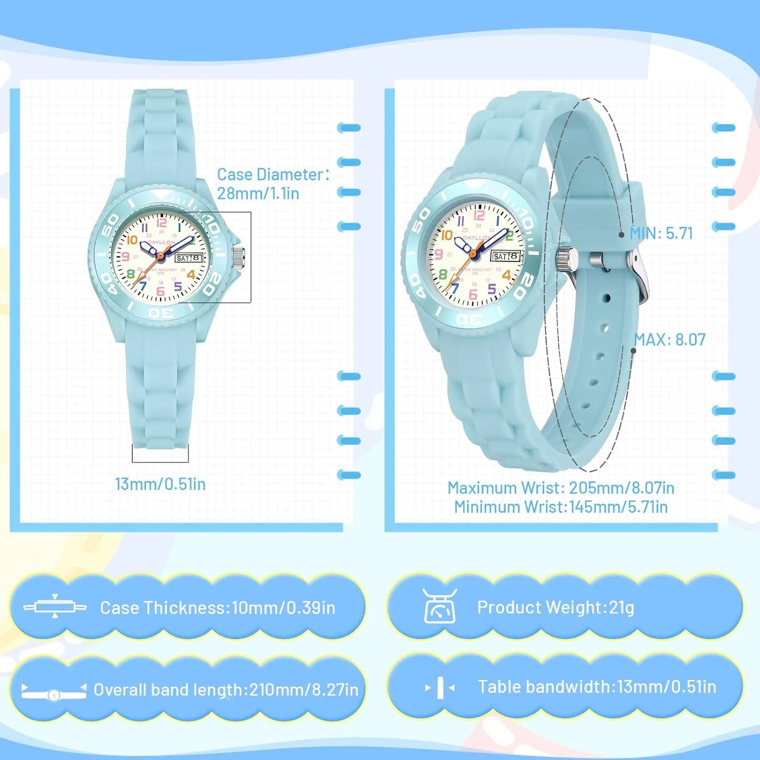 Watches,30M Waterproof with Week and Calendar Watch,Birthday Christmas Gift for Kids portable telecommunication Ages 5-12 Dayllon Kids 