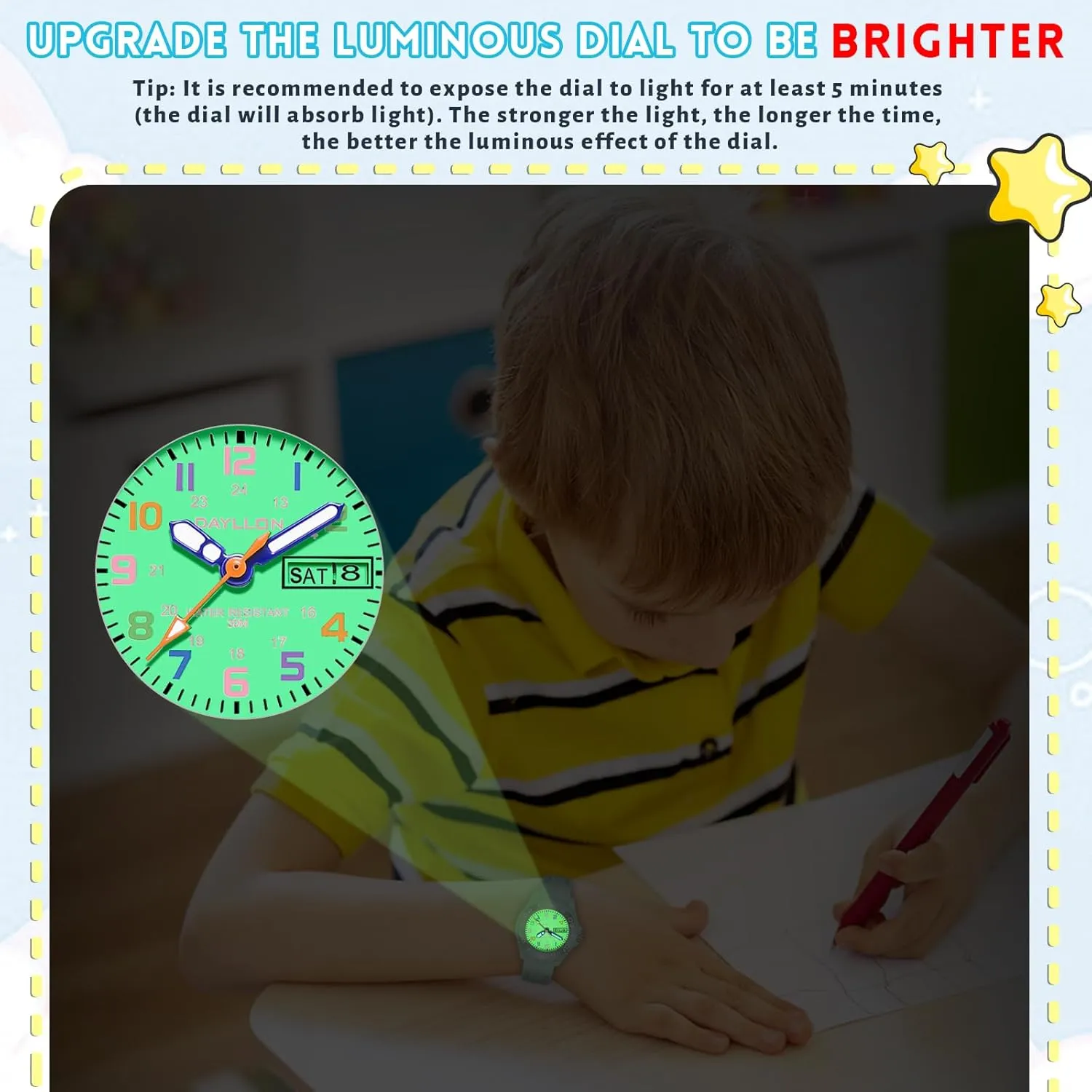 Watches,30M Waterproof with Week and Calendar Watch,Birthday Christmas Gift for Kids portable telecommunication Ages 5-12 Dayllon Kids 