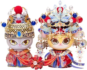 Wedding Gift Home Decor MU 3D Metal Puzzle for Adult Cat Couple$Chinese Bridal and Bride Figure Model Kits forward chug Brain Teaser Love 
