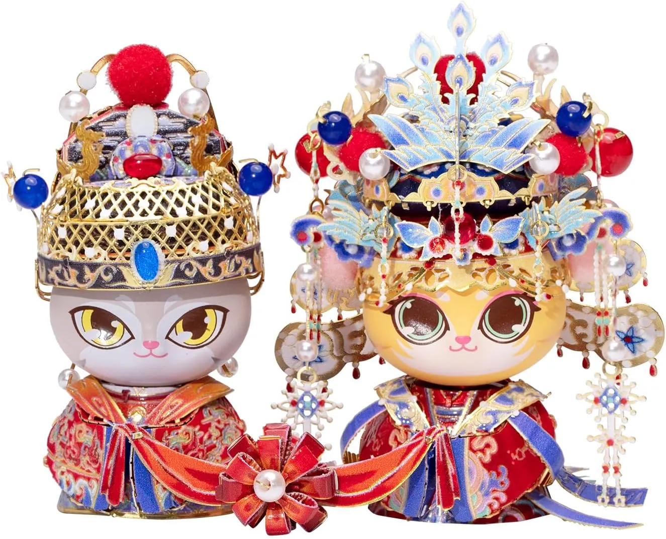 Wedding Gift Home Decor MU 3D Metal Puzzle for Adult Cat Couple$Chinese Bridal and Bride Figure Model Kits forward chug Brain Teaser Love 