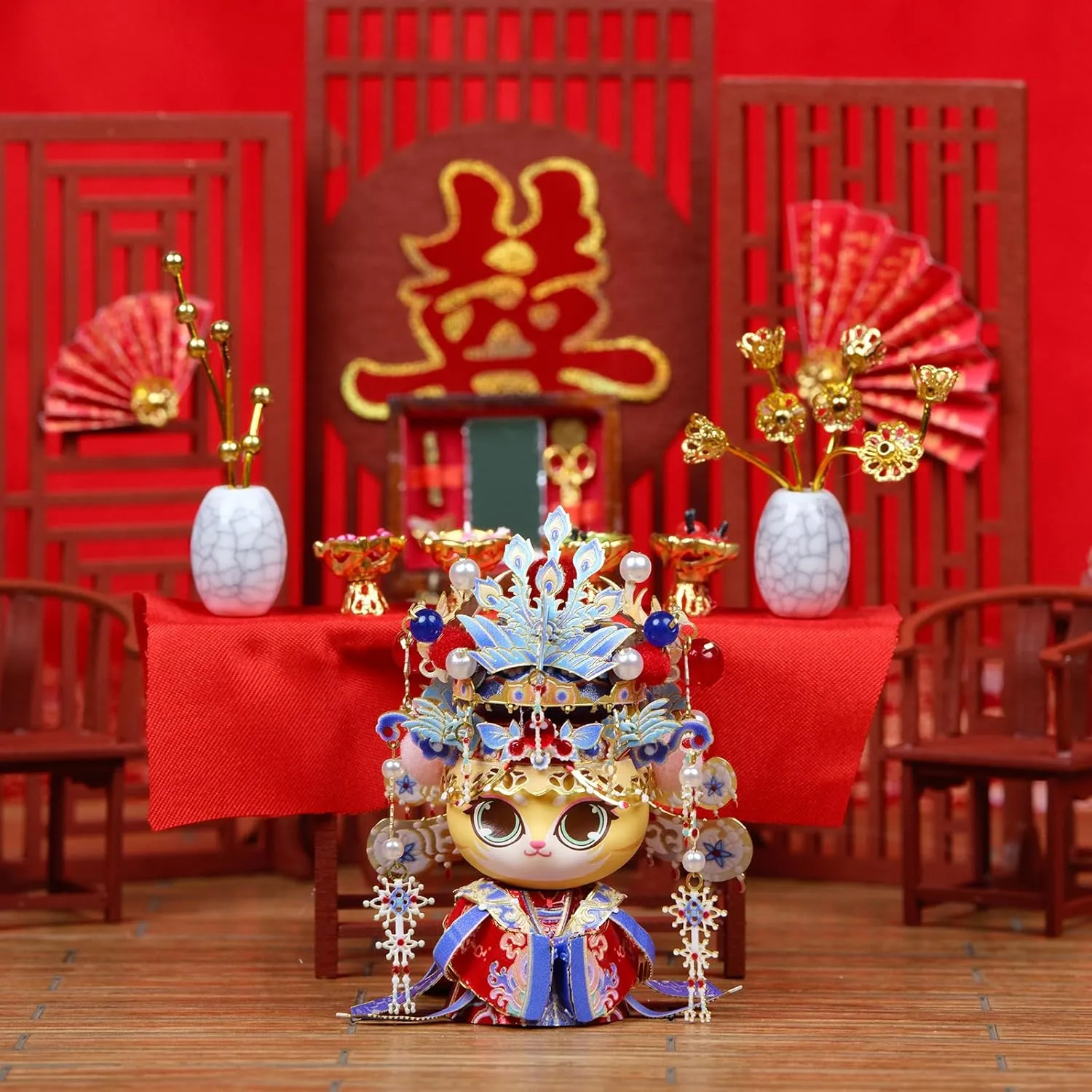 Wedding Gift Home Decor MU 3D Metal Puzzle for Adult Cat Couple$Chinese Bridal and Bride Figure Model Kits forward chug Brain Teaser Love 
