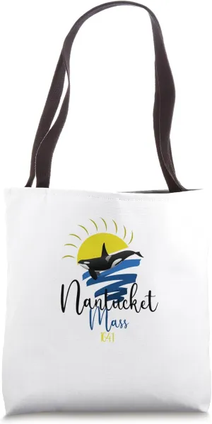 Whale Watching Tote Bag Cute Nantucket inviting stationary Island 