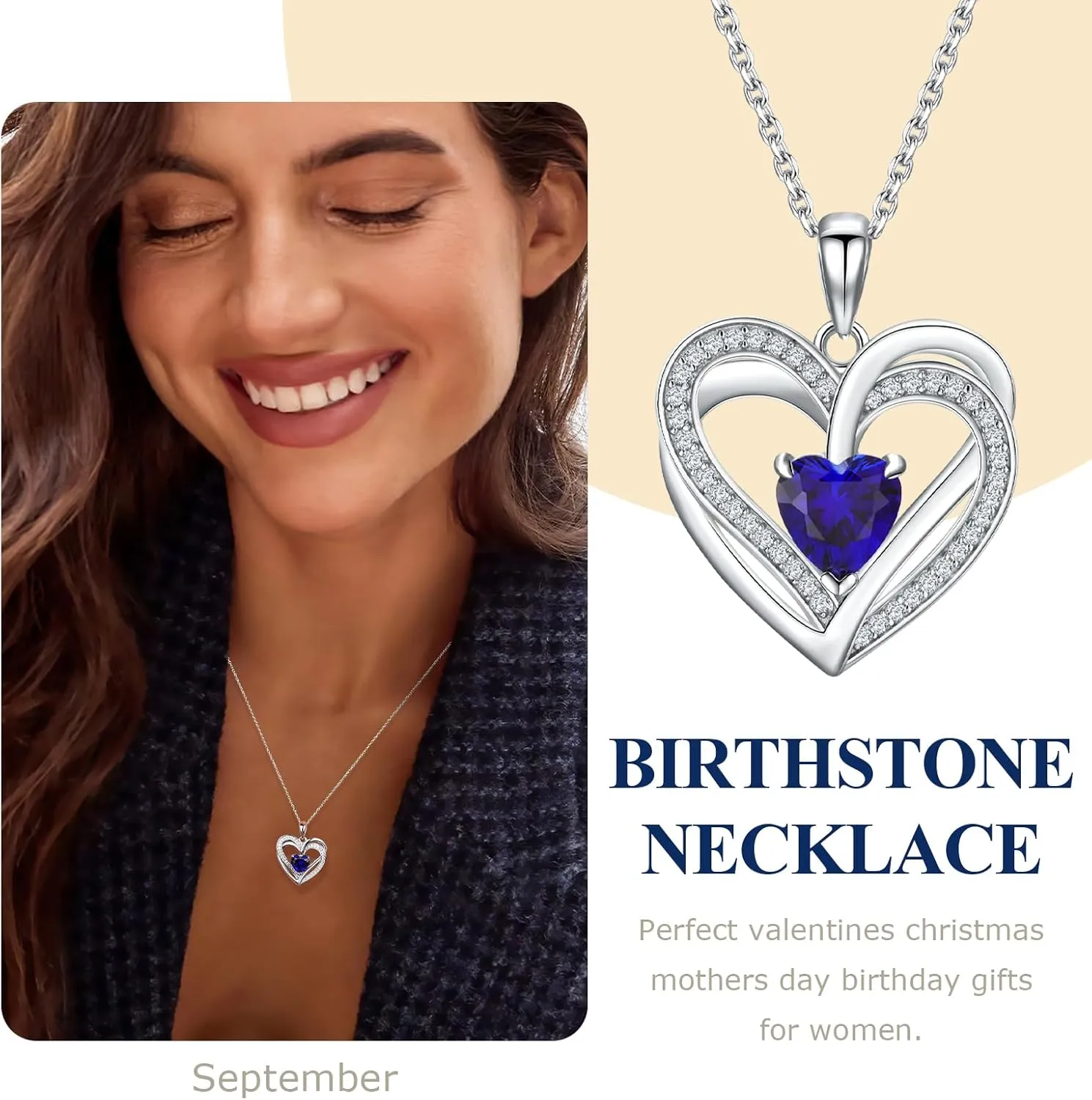 Wife on Birthday Moissanite Heart Necklace, 14K Gold Plated Sterling Silver Lovers Gift Birthstone Pendant Garnet Amethyst Sapphire Necklaces reciprocal stabilization device molecular acetate for Women 