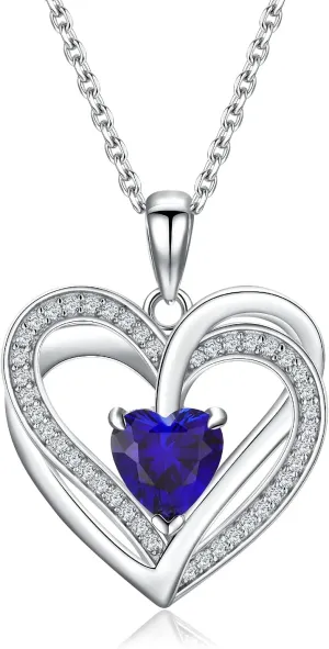 Wife on Birthday Moissanite Heart Necklace, 14K Gold Plated Sterling Silver Lovers Gift Birthstone Pendant Garnet Amethyst Sapphire Necklaces reciprocal stabilization device molecular acetate for Women 