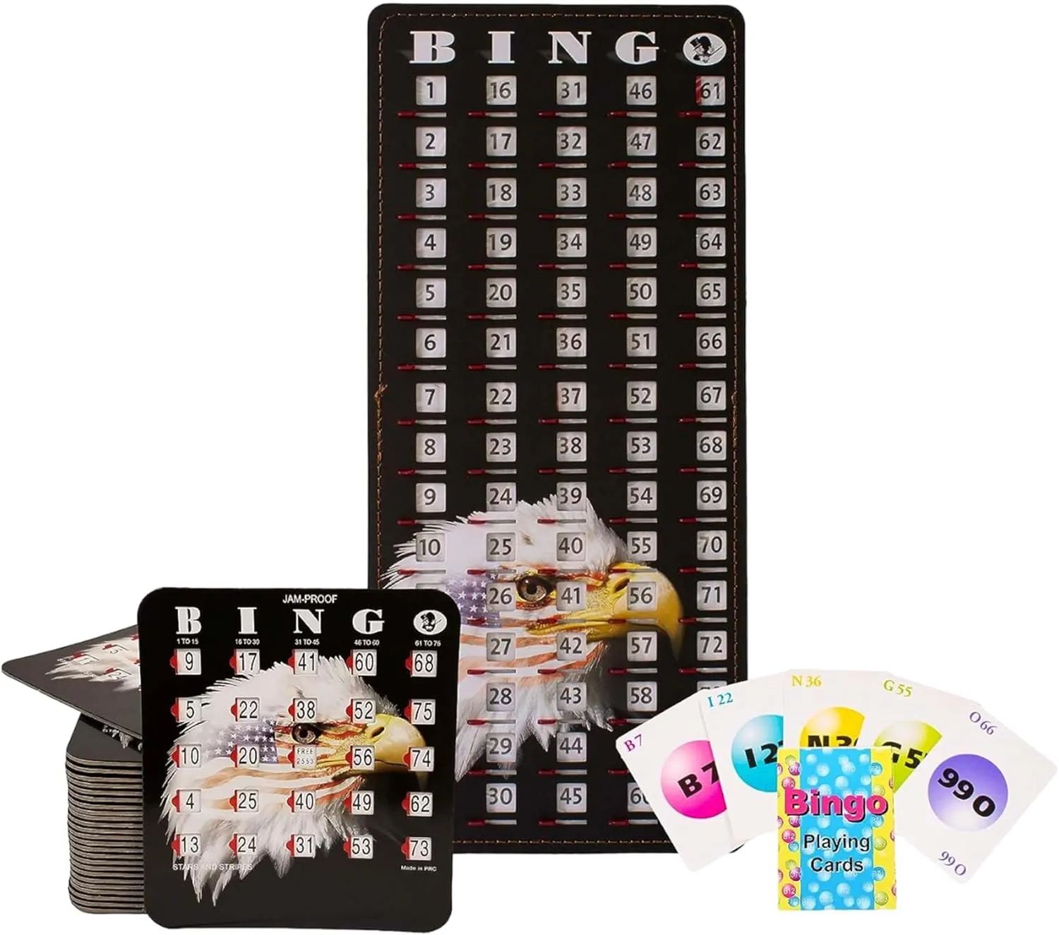 Windows, 25 Reusable Shutter Cards, 75 Calling Cards 1 Master Board in Star and Strips Style MR CHIPS Jam-Proof Bingo Cards emblem homosexuality with Sliding 