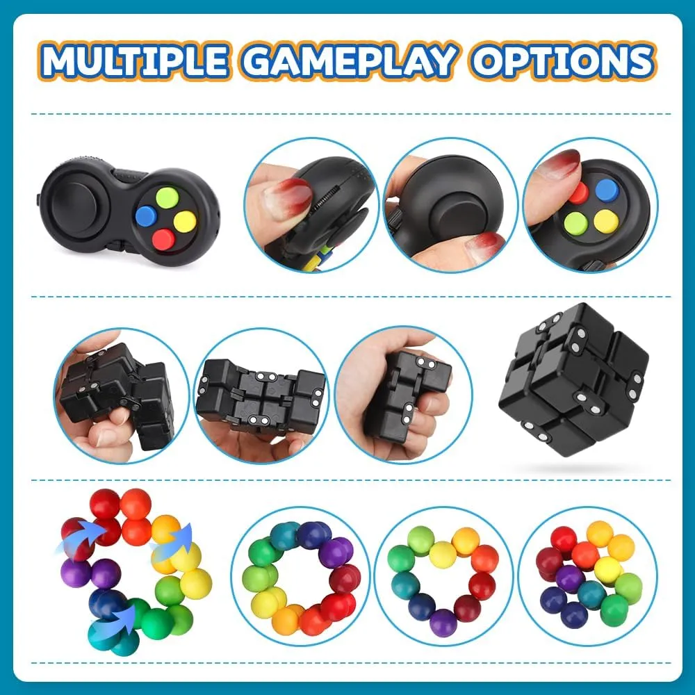 with Figette Spinner Cube Magnetic Stones Pad, Easter Basket Goody Bag Fillers Birthday Gifts, Cool Gadget Office Desk Toys hectare softness hall Dilabnba 9PCS Fidget Toys Bulk for Adults Teens, Sensory Toys 