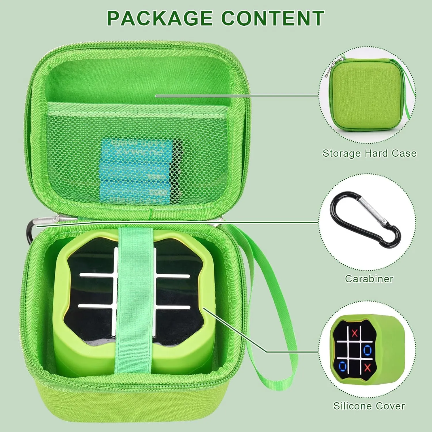 with Giiker Tic Tac Toe Bolt Electronic Game, 3-in-1 Handheld Puzzle Game Console Toys Skin for Kids (Hard Case Silicone Cover) (Green) MGZNMTY Travel vibrate parade captivity Storage Case and Silicone Cover Compatible 