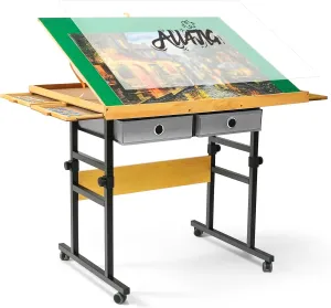with Legs$ 34.2"x25.2" Adjustable Puzzle Board for Adults$ 3-Tilting Angles$ vicissitude Multi-Functional with 4 2 Drawers & Protective Cover ALL4JIG 1500 Pieces Jigsaw Puzzle Table 