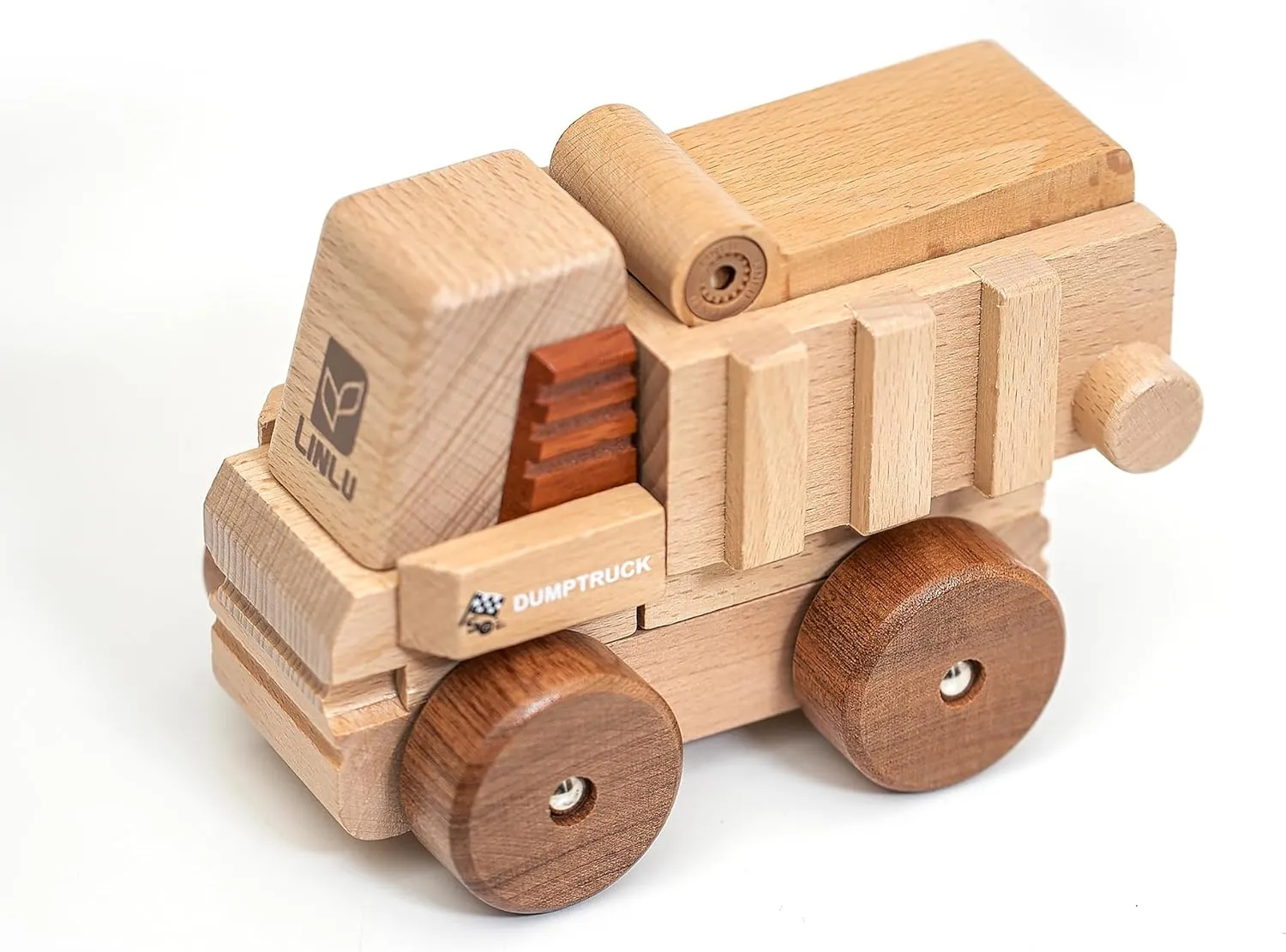 with Magnet$ Hand Push Toys for Christmas Birthday Party Car Theme(Dumptruck) venue characteristic spill Magnetic Wooden Car Detachable Toy$ Vehicle Model Assembly Toy 