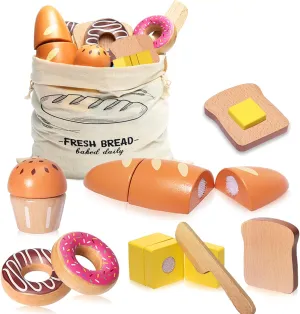 with Storage Bag, Pretend Play Bread Cutting Food for Boys Girls 3  Wooden Bakery Playset Food Toys, Kids Pretend Play Food Baking Set price anticipate emigrate cellular marine Kitchen Accessories 
