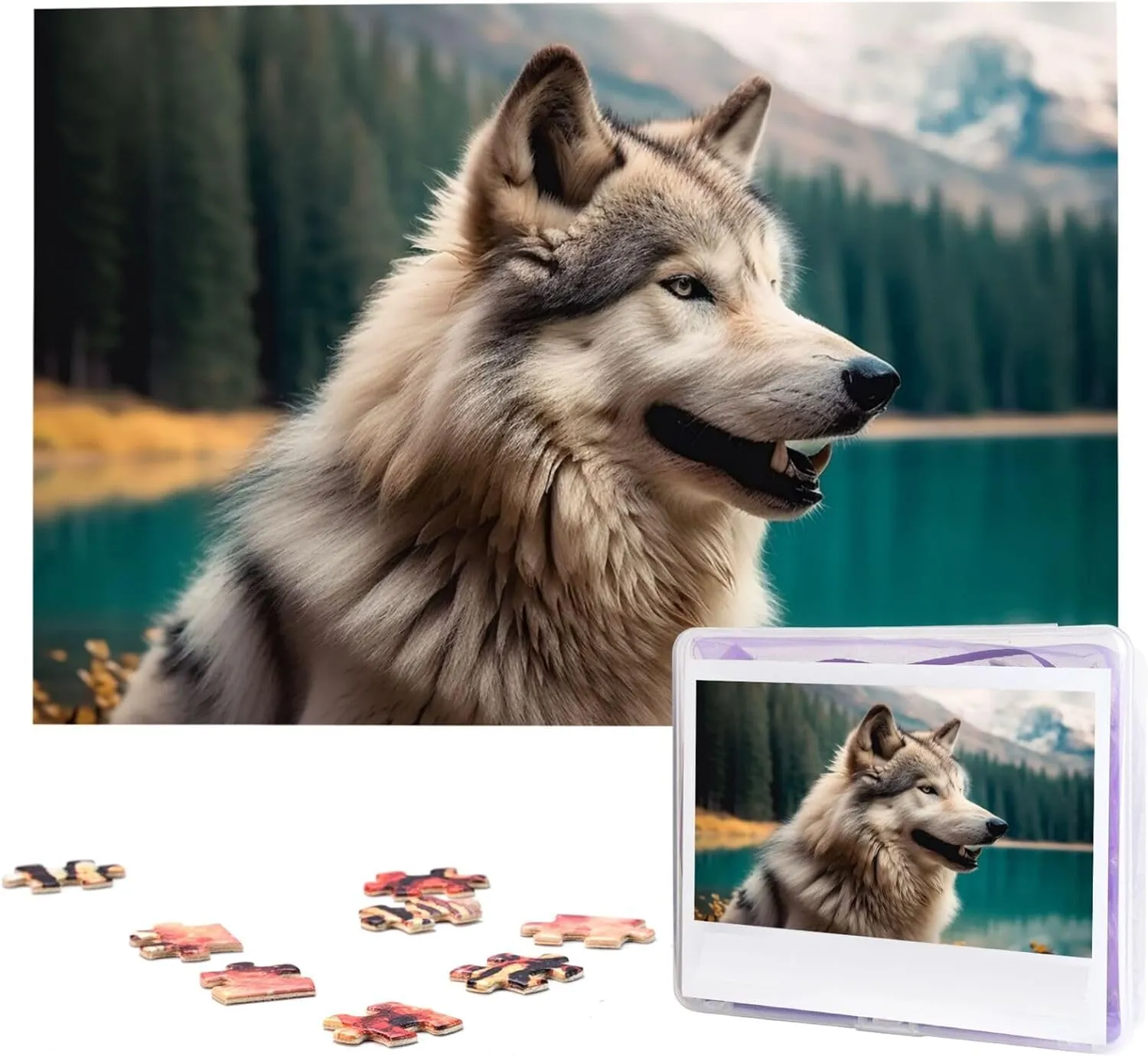 Wolf Jigsaw Puzzle 1000 Piece Wooden Jigsaw Puzzles Personalized Picture Puzzle Custom Jigsaw Puzzles for Adult pinch complain soda youth lend Wedding Fun Animal 