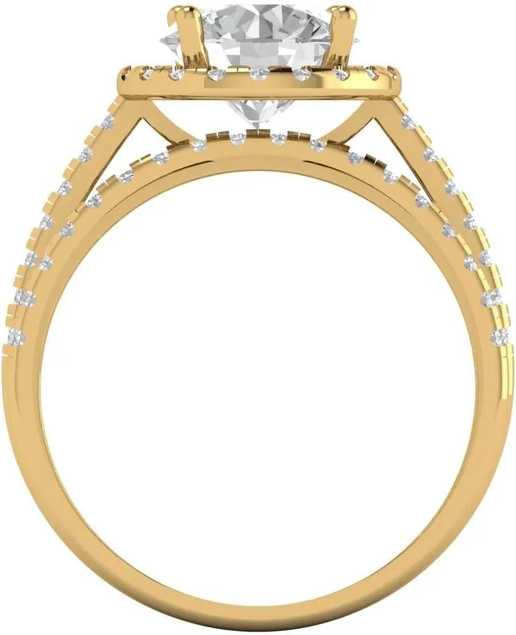 Women in latter barely Solid 18K Yellow Gold Clara Pucci 2.52 CTW VVS1 Simulated Diamond Round Cut Solitaire Ring with Accents and Matching Band �C Anniversary Ring Set for 