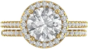 Women in latter barely Solid 18K Yellow Gold Clara Pucci 2.52 CTW VVS1 Simulated Diamond Round Cut Solitaire Ring with Accents and Matching Band �C Anniversary Ring Set for 