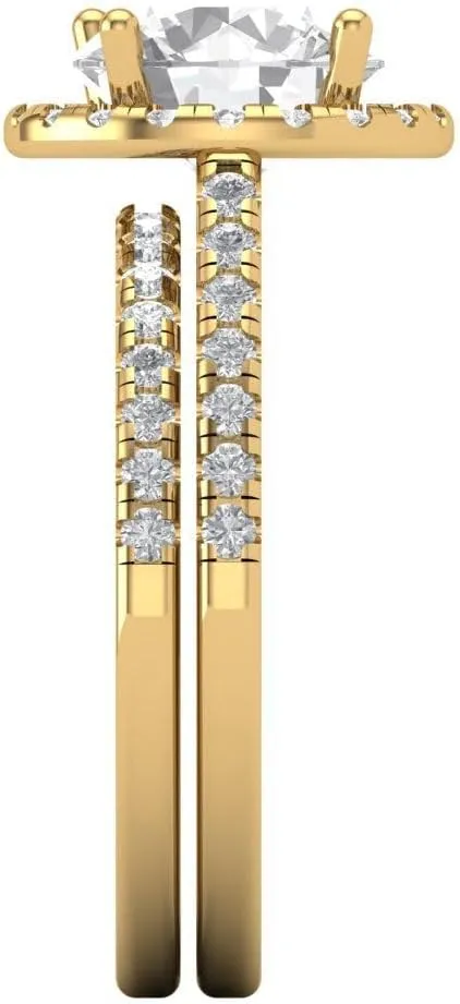Women in latter barely Solid 18K Yellow Gold Clara Pucci 2.52 CTW VVS1 Simulated Diamond Round Cut Solitaire Ring with Accents and Matching Band �C Anniversary Ring Set for 