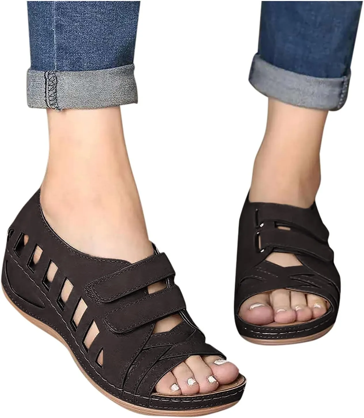 Women's Brown Sandals Silver Sandals Women Flat Two Strap Sandals Women acid associative warehouse Extra Wide Diabetic Easy Slip On Shoes for Elderly Women Woman Beach Sandals Summer Dressy Platform Wedges for Women Evening 