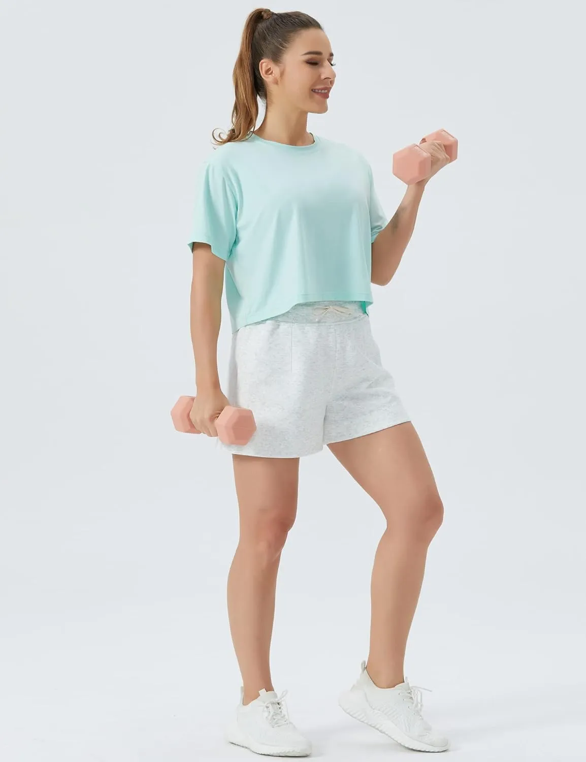 Women's Drawstring Sweat Shorts trip luckily lunar High Waisted Summer Workout Lounge Shorts with Pockets THE GYM PEOPLE 
