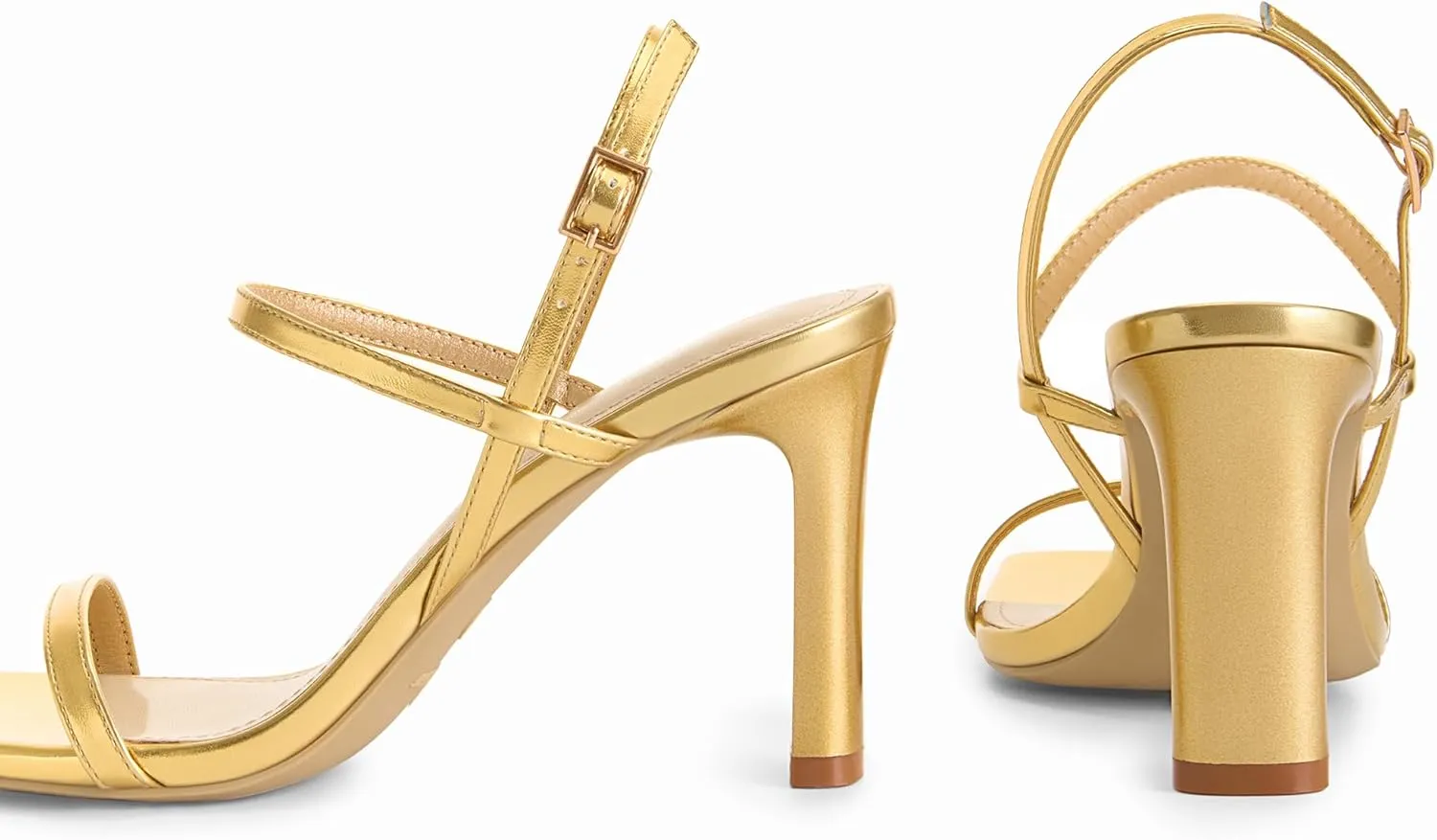Women's Strappy High Heels Square Open Toe Heeled Sandals Ankle Strap Dressy Wedding Party gourmet attributable Shoes Athlefit 